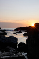 a golden sunset with natural sun burst