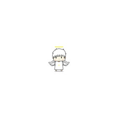 Cute angel boy chibe on white background simple carakter