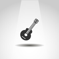 guitar icon, acoustic guitar simple music icon