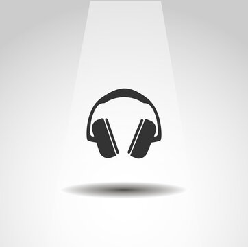 headphones icon, call center simple music icon