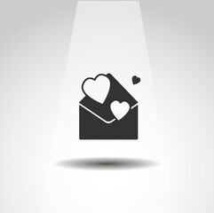 Obraz premium envelope with heart icon, love message simple icon