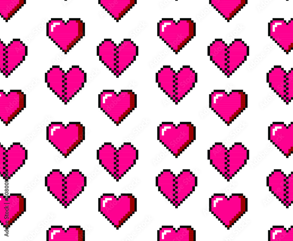 Poster pattern made of pixel hearts, design for wrapping paper. vector background for saint valentine's day
