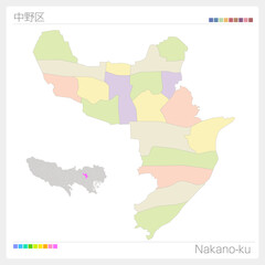 中野区・Nakano-ku・色分け・町名なし（東京都）