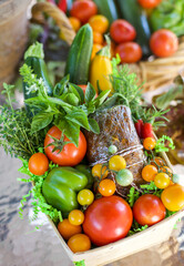 Garden Vegetables in Basket with Zucchini Bread Gift