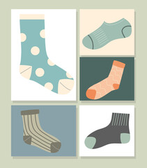long and short socks icon set vector design