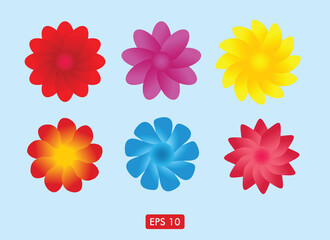 Stock Vector Set Colorful Flower Illustration Background Design