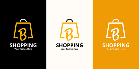 Initial  B Shop Logo designs Template. Illustration vector graphic of  letter and shop bag combination logo design concept. Perfect for Ecommerce,sale, discount or store web element. Company emblem © aqilah