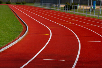 path for runners. racetrack on outdoor stadium. healthy sports life.