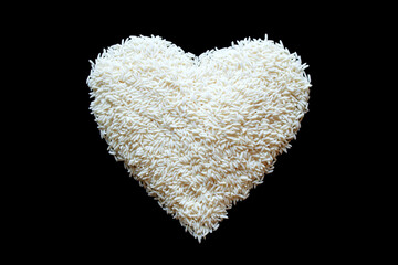 heart of seed rice isolated black background 