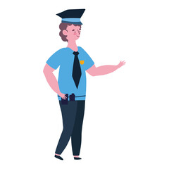 policeman in uniform cartoon character white background