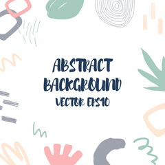 Abstract background in trendy style with botanical and geometric elements, textures. Natural pastel colours. . Vector illustration. Design for social media posts or web banners.