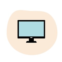  illustration of the icon of a PC monitor, TV isolated on a fashionable liquid beige background