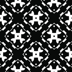 Geometric vector pattern with triangular and oval elements. Seamless abstract ornament for wallpapers and backgrounds. Black and white colors.