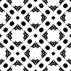 Geometric vector pattern with triangular and oval elements. Seamless abstract ornament for wallpapers and backgrounds. Black and white colors.