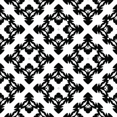 Geometric vector pattern with triangular and oval elements. Seamless abstract ornament for wallpapers and backgrounds. Black and white colors.