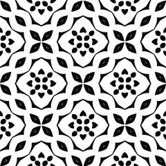 Geometric vector pattern with triangular and oval elements. Seamless abstract ornament for wallpapers and backgrounds. Black and white colors.