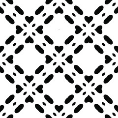 Geometric vector pattern with triangular and oval elements. Seamless abstract ornament for wallpapers and backgrounds. Black and white colors.