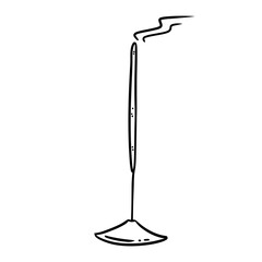 Burning incense stick hand drawn doodle. Vector isolated cartoon aromatic stick image. Smoking cleansing magical wiccan indigenous item