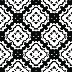 Geometric vector pattern with triangular elements. Seamless abstract ornament for wallpapers and backgrounds. Black and white colors.