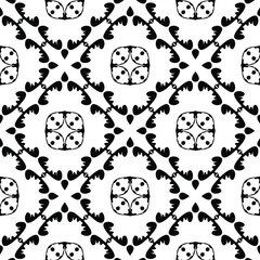 Geometric vector pattern with triangular elements. Seamless abstract ornament for wallpapers and backgrounds. Black and white colors.