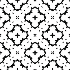 Geometric vector pattern with triangular elements. Seamless abstract ornament for wallpapers and backgrounds. Black and white colors.