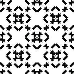 Geometric vector pattern with triangular elements. Seamless abstract ornament for wallpapers and backgrounds. Black and white colors.