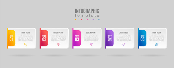 business infographic template with 5 steps option