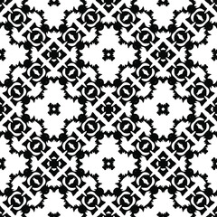 Geometric vector pattern with triangular elements. Seamless abstract ornament for wallpapers and backgrounds. Black and white colors.