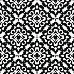 Geometric vector pattern with triangular elements. Seamless abstract ornament for wallpapers and backgrounds. Black and white colors.