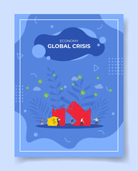economy or financial crisis concept for template of banners, flyer, books cover, magazine