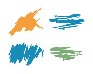sketch and doodle brushes grunge abstract color set, isolated style