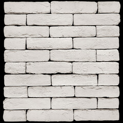 Cream and white brick wall tile texture background isolated on black with clipping path