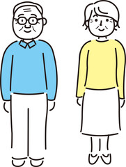 Fototapeta premium シニア夫婦並んで立つ全身像