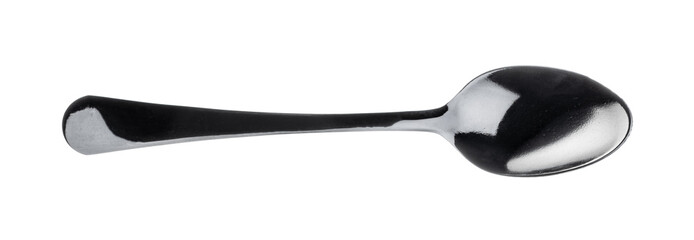 Plastic black spoon isolated on a white background