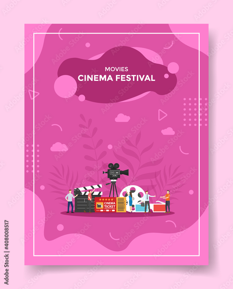 Wall mural movies cinema festival concept for template of banners, flyer, books cover, magazine