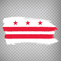 Flag of Washington, District of Columbia from brush strokes. United States of America.  Flag Washington, D. C. on transparent background for your web site design, app, UI. Stock vector.  EPS10.