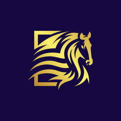 Golden horse running vector illustration