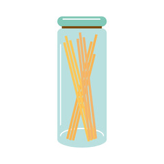 glass jar with noodles vector design