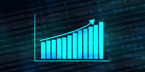 2d rendering Stock market online business concept. business Graph 
