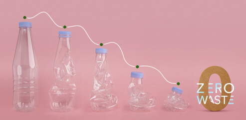 Zero Waste Campaign Concept. Reduce Plastic Bottle Products. Layout from High to Low