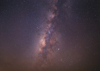 Milky way galaxy with starlight over the mountain  at Thailand. Starlight on the sky at night.