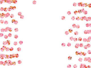 Peach gold tinsels confetti placer vector illustration. Wedding invitation card background. Delicate sparkling tinsel elements party decoration. Romantic bridal confetti texture.