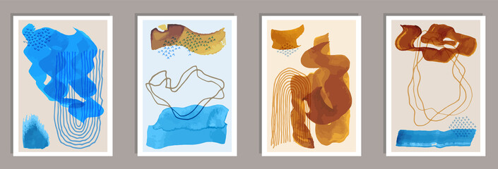 Watercolor minimalist banners vector set.