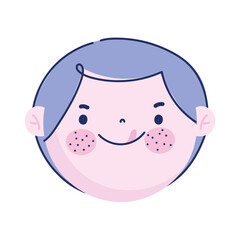 boy face cute cartoon character, children