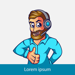 Vector illustration of a smiling hardworking man,