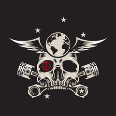 Vector illustration of a rider skull for a motorbike club.