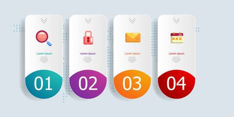 abstract horizontal bar timeline infographics 4 steps for business and presentation