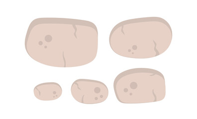 Set of stones in cartoon style. Isolated. Vector.