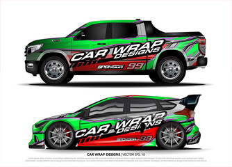 Car decal, truck and cargo van wrap vector. Graphic abstract stripe designs for branding and livery vehicle
