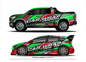 Car decal, truck and cargo van wrap vector. Graphic abstract stripe designs for branding and livery vehicle
